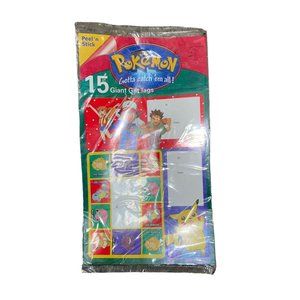 Rare New Sealed Vintage 1996 Pokemon Giant Gift Tags Christmas Holiday Gifts